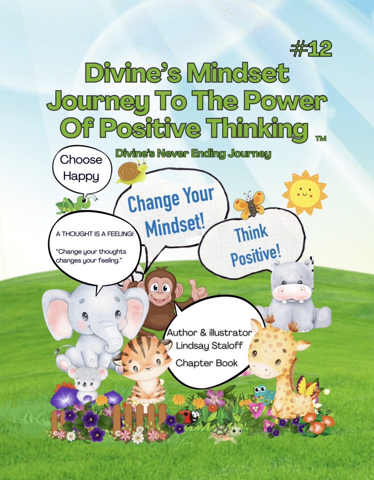 Positive children's book cover with cheerful animals